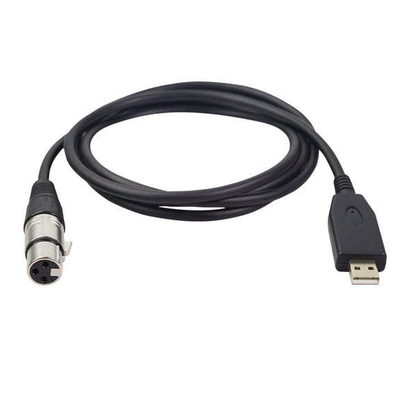 US18 USB to XLR Female Microphone Recording Cable, Cable Length:3m(Black)