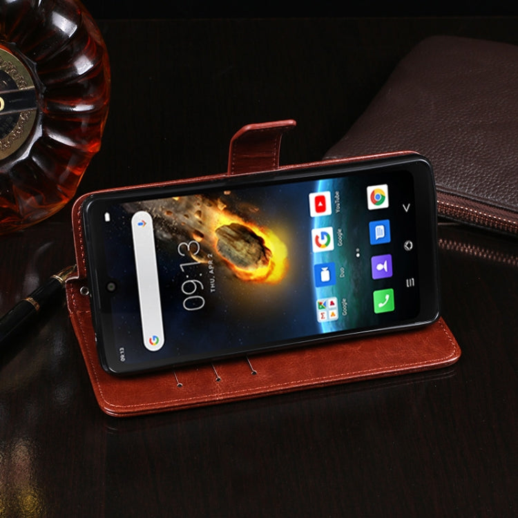For Blackview BV6900 idewei Crazy Horse Texture Horizontal Flip Leather Case with Holder & Card Slots & Wallet(Black)