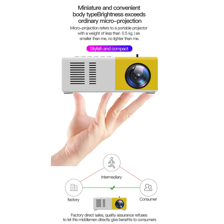 J9 1920x1080P 15 ANSI Portable Home Theater Mini LED HD Digital Projector, Basic Version, UK Plug(Black White)
