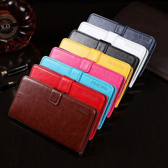 For Wiko View5 Plus idewei Crazy Horse Texture Horizontal Flip Leather Case with Holder & Card Slots & Wallet(Yellow)