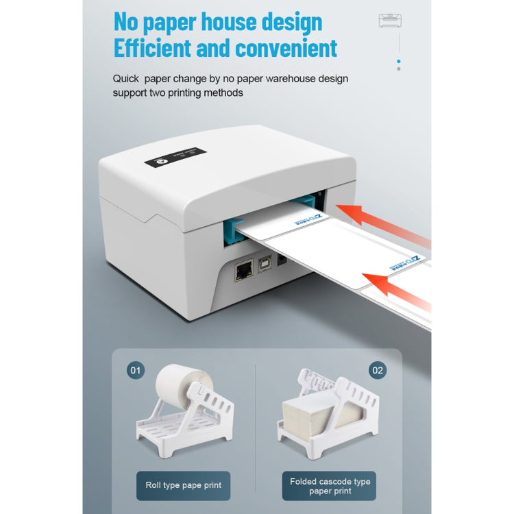 ZJ-8600 76x130 Single Paper Waybill Express Bill Label Printer, US Plug
