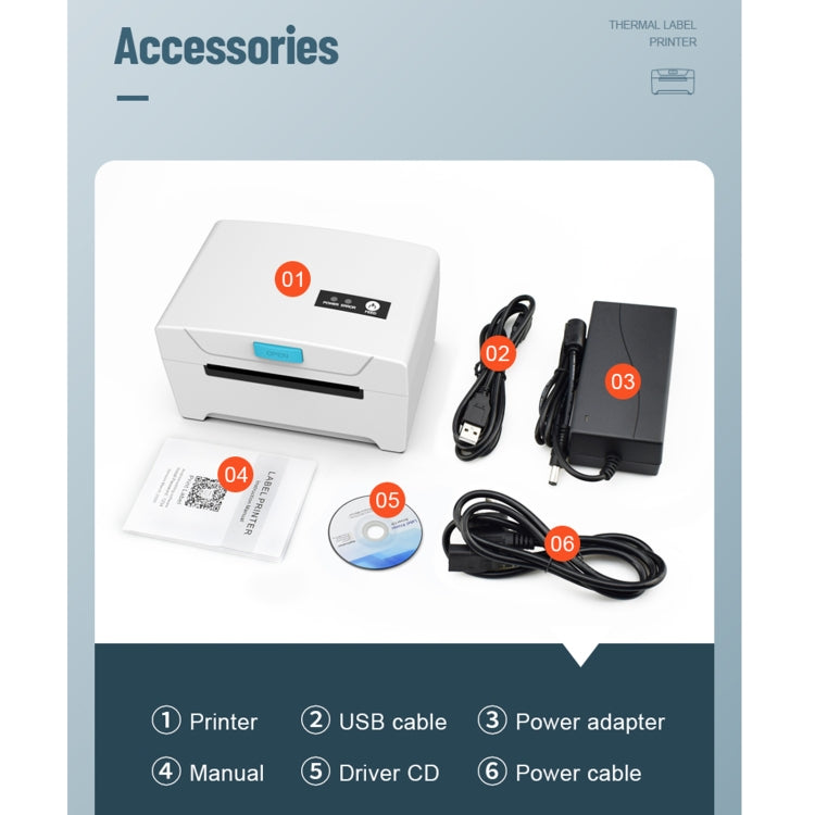 ZJ-8600 76x130 Single Paper Waybill Express Bill Label Printer, US Plug