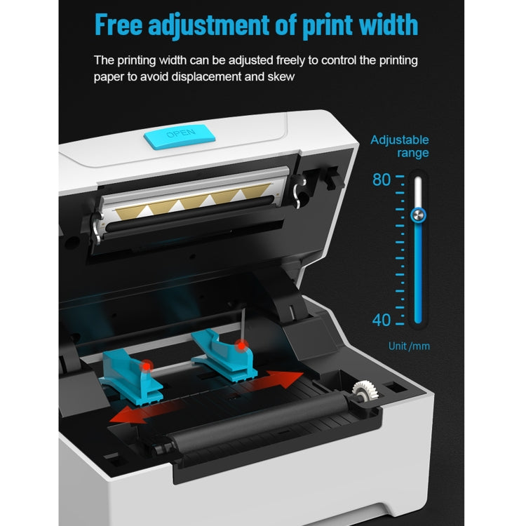 ZJ-8600 76x130 Single Paper Waybill Express Bill Label Printer, US Plug