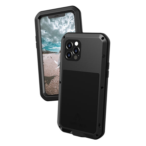 For iPhone 12 Pro LOVE MEI Metal Shockproof Life Water-resistant Dustproof Protective Case(Black)