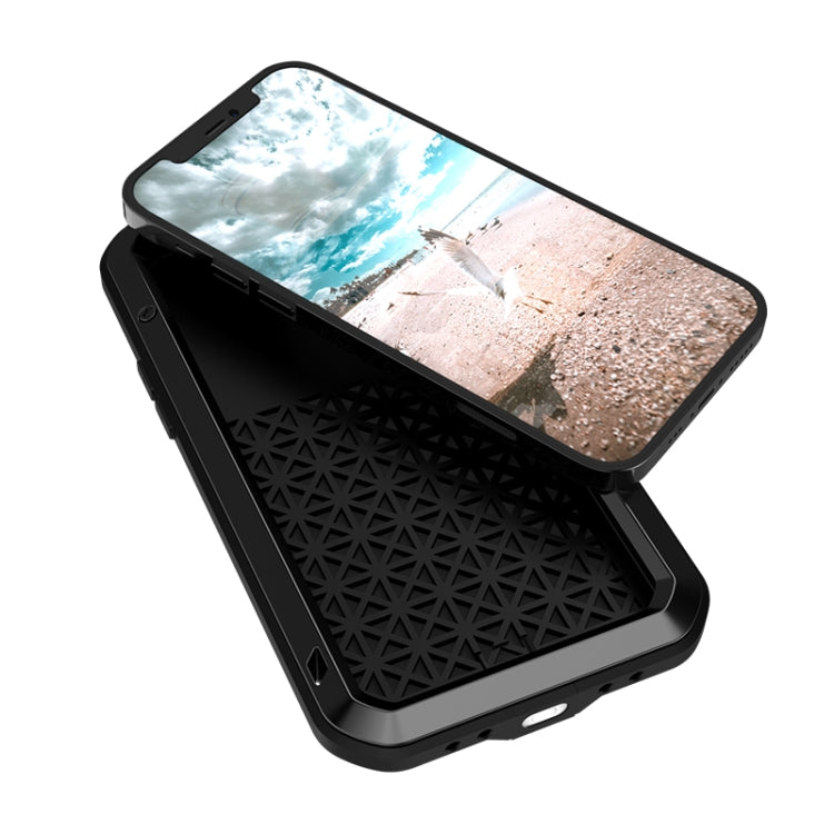 For iPhone 12 Pro LOVE MEI Metal Shockproof Life Water-resistant Dustproof Protective Case(Black)