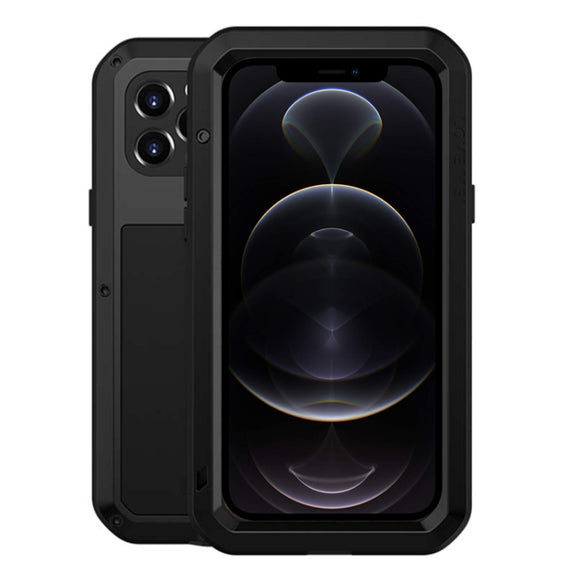 For iPhone 12 Pro LOVE MEI Metal Shockproof Life Water-resistant Dustproof Protective Case(Black)