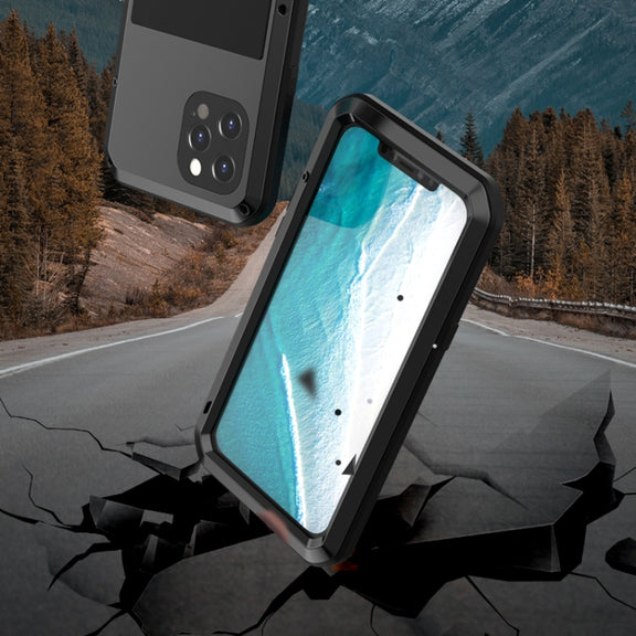 For iPhone 12 Pro Max LOVE MEI Metal Shockproof Life Water-resistant Dustproof Protective Case(Black)