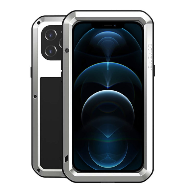 For iPhone 12 Pro Max LOVE MEI Metal Shockproof Life Water-resistant Dustproof Protective Case(Silver)