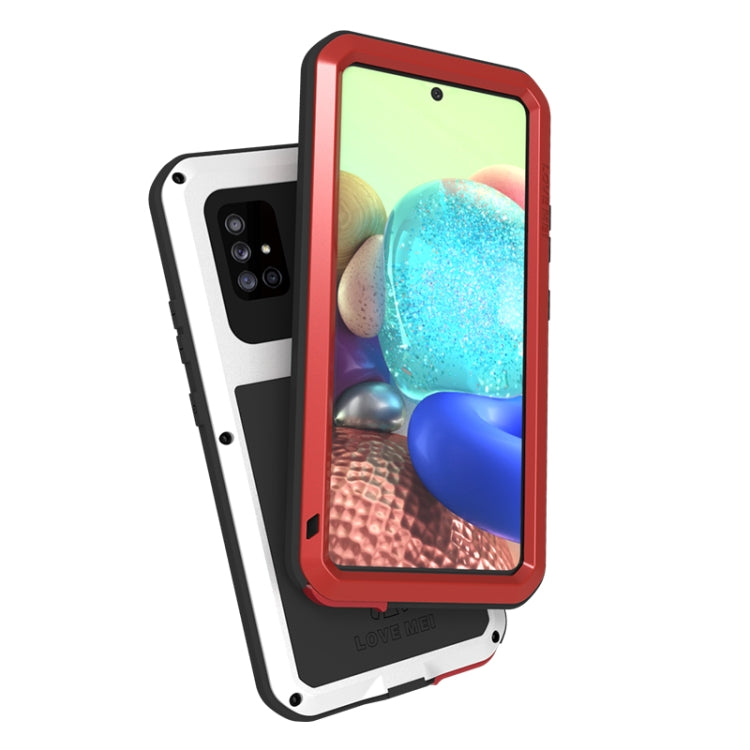 For Samsung Galaxy A71 5G LOVE MEI Metal Shockproof Water-resistant Dustproof Protective Case with Glass(White)