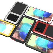 For Samsung Galaxy A71 5G LOVE MEI Metal Shockproof Water-resistant Dustproof Protective Case with Glass(White)