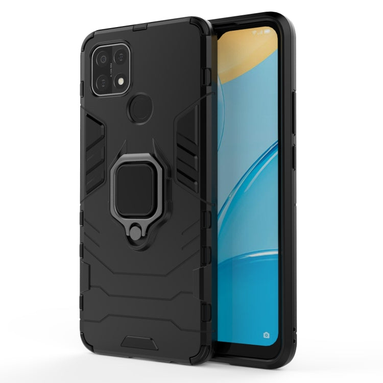 For OPPO A15 PC + TPU Shockproof Protective Case with Magnetic Ring Holder(Black)