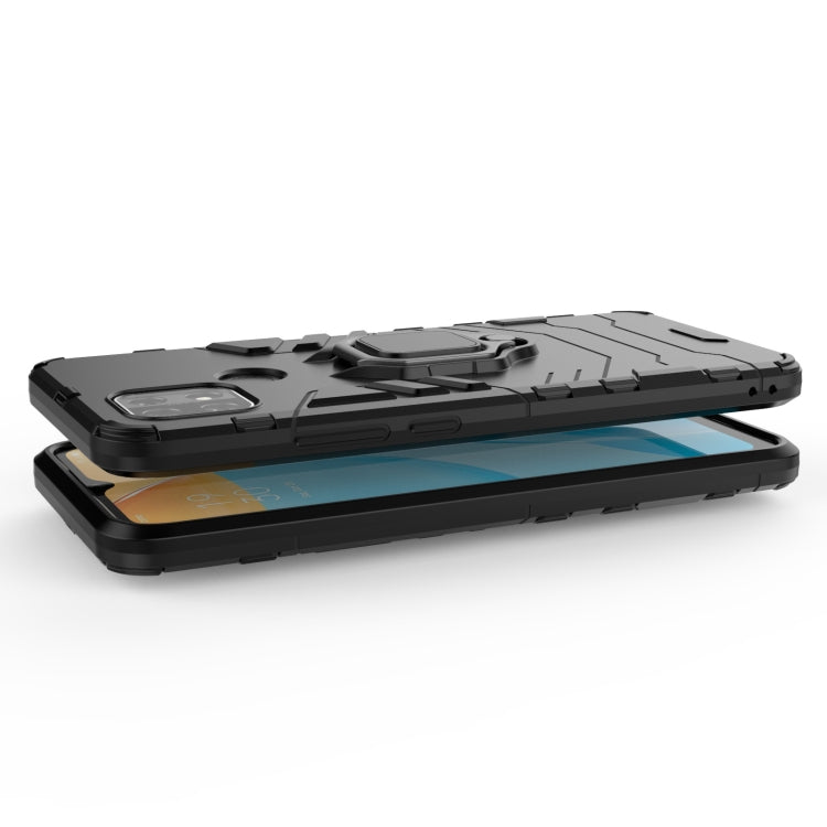 For OPPO A15 PC + TPU Shockproof Protective Case with Magnetic Ring Holder(Black)
