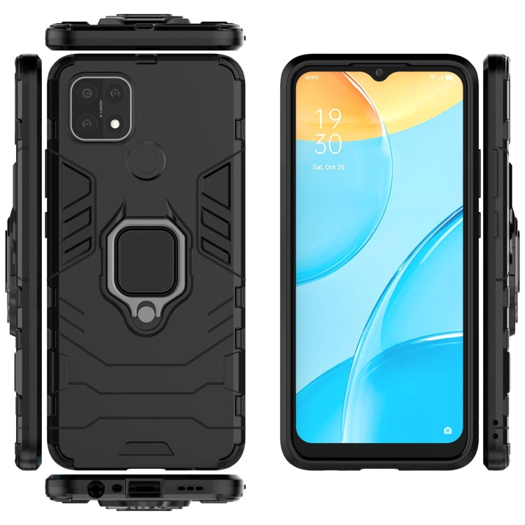 For OPPO A15 PC + TPU Shockproof Protective Case with Magnetic Ring Holder(Black)
