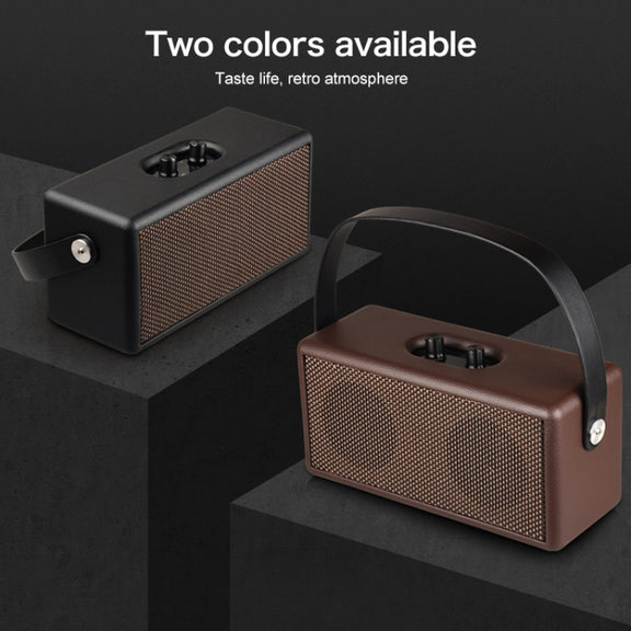 D30 Portable Subwoofer Wooden Bluetooth 4.2 Speaker, Support TF Card & 3.5mm AUX & U Disk Play(Black)