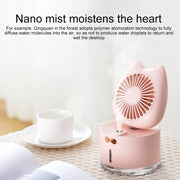 BD-MM1 Cat Shape Household Desktop Rechargeable Spray Humidifier Fan (Green)