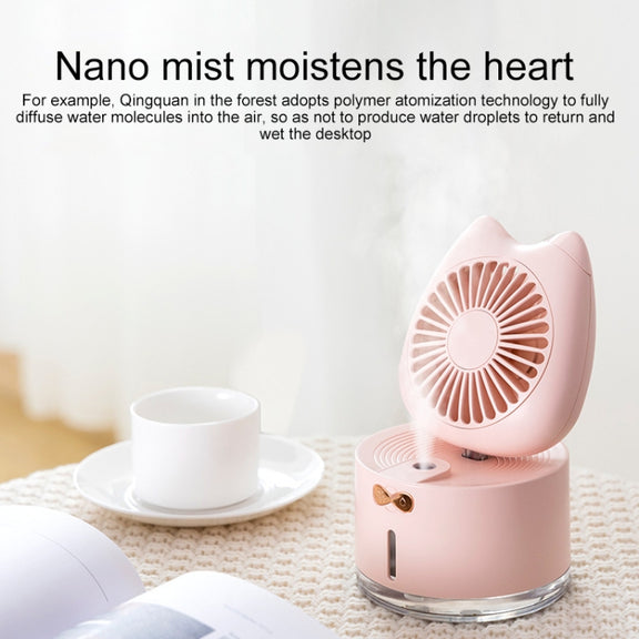 BD-MM1 Cat Shape Household Desktop Rechargeable Spray Humidifier Fan (Green)