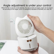 BD-MM1 Cat Shape Household Desktop Rechargeable Spray Humidifier Fan (Green)