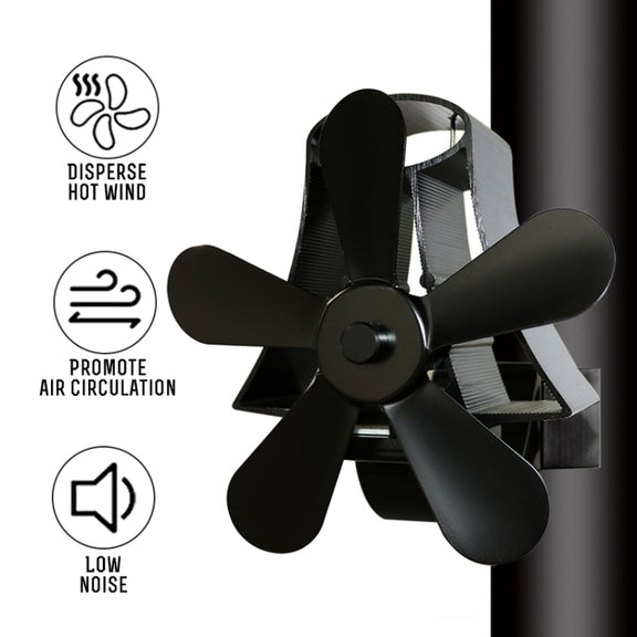 YL-106 5-Blade High Temperature Aluminum Heat Powered Fireplace Stove Fan(Gold)