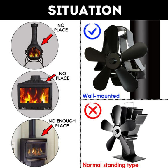 YL-106 5-Blade High Temperature Aluminum Heat Powered Fireplace Stove Fan(Rose Red)