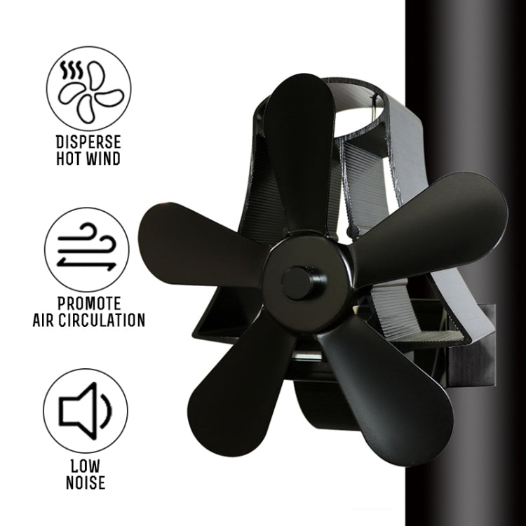 YL-106 5-Blade High Temperature Aluminum Heat Powered Fireplace Stove Fan(Silver)