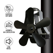 YL-106 5-Blade High Temperature Aluminum Heat Powered Fireplace Stove Fan(Silver)