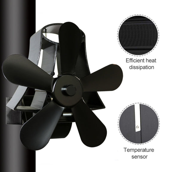 YL-106 5-Blade High Temperature Aluminum Heat Powered Fireplace Stove Fan(Silver)