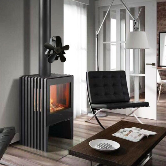 YL-106 5-Blade High Temperature Aluminum Heat Powered Fireplace Stove Fan(Silver)