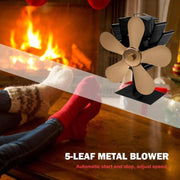 YL602 5-Blade High Temperature Metal Heat Powered Fireplace Stove Fan (Gold)