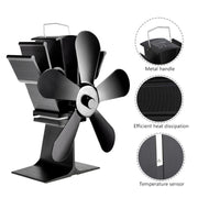 YL602 5-Blade High Temperature Metal Heat Powered Fireplace Stove Fan (Rose Red)