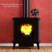 YL602 5-Blade High Temperature Metal Heat Powered Fireplace Stove Fan (Rose Red)