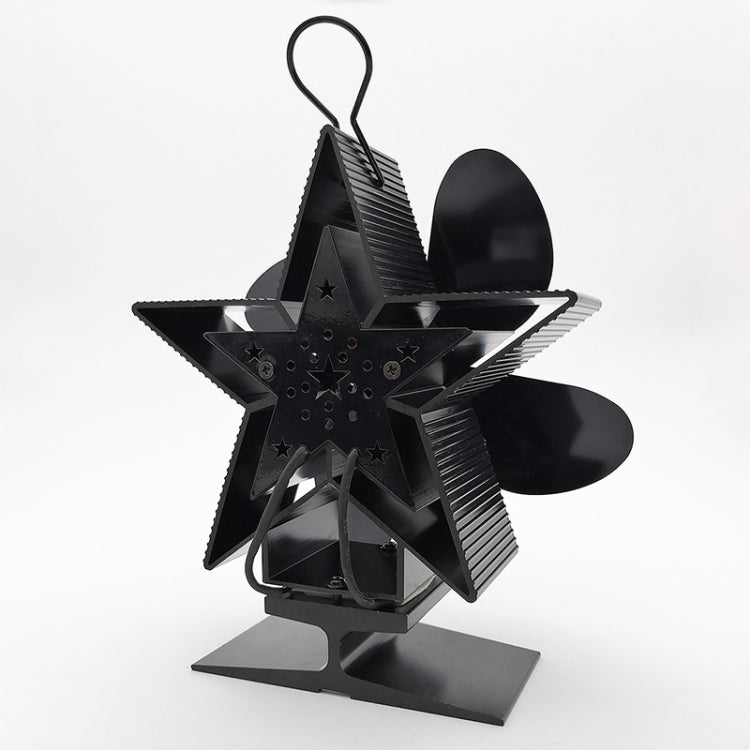 4-Blade Aluminum Heat Powered Fireplace Stove Fan (Black)