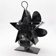 4-Blade Aluminum Heat Powered Fireplace Stove Fan (Black)