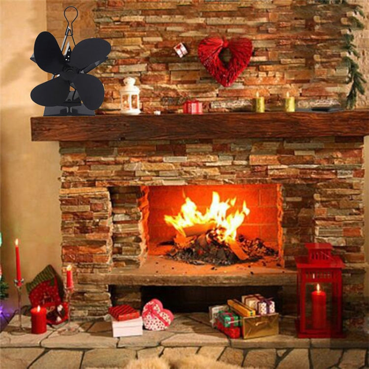 4-Blade Aluminum Heat Powered Fireplace Stove Fan (Red)