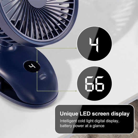 F601 Multifunctional Clip-on Electric Fan with LED Display (Blue)