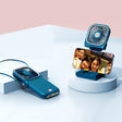 F30 Electroplating Handheld Fan Portable Desktop Folding Mute USB Hanging Neck Fan, Upgraded Version (Blue) - Electric Fans by PMC TechLife | Online Shopping South Africa | PMC TechLife | Buy Now Pay Later Mobicred