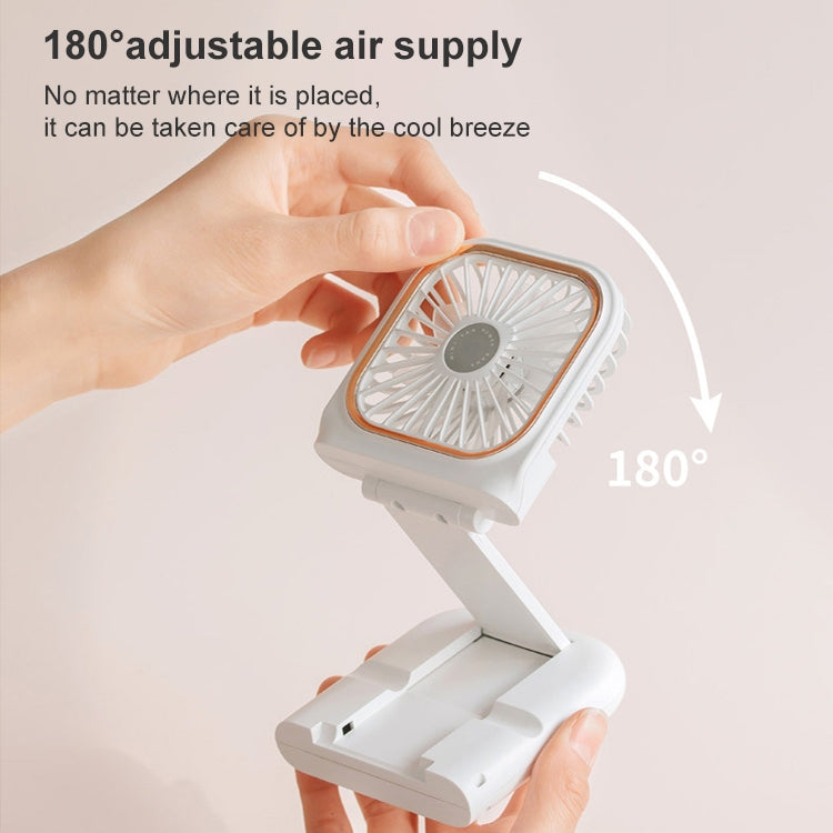 F30 Electroplating Handheld Fan Portable Desktop Folding Mute USB Hanging Neck Fan, Upgraded Version (Blue)