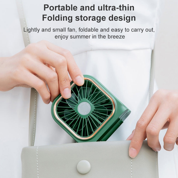 F30 Electroplating Handheld Fan Portable Desktop Folding Mute USB Hanging Neck Fan, Upgraded Version (Blue)