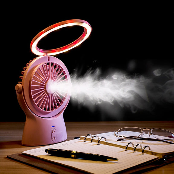 S1 Multi-function Portable USB Charging Mute Desktop Electric Fan Table Lamp, with 3 Speed Control (Mint Green)