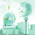 S2 Portable Foldable Handheld Electric Fan, with 3 Speed Control & Night Light (Mint Green) - Electric Fans by PMC TechLife | Online Shopping South Africa | PMC TechLife | Buy Now Pay Later Mobicred