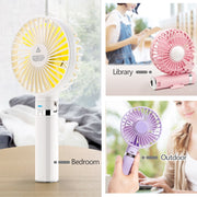 S2 Portable Foldable Handheld Electric Fan, with 3 Speed Control & Night Light (Mint Green)