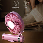 S2 Portable Foldable Handheld Electric Fan, with 3 Speed Control & Night Light (Mint Green)