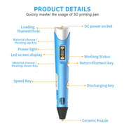 Hand-held 3D Printing Pen, AU Plug (Purple)
