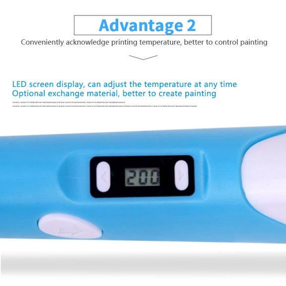 Hand-held 3D Printing Pen, US Plug(Blue)