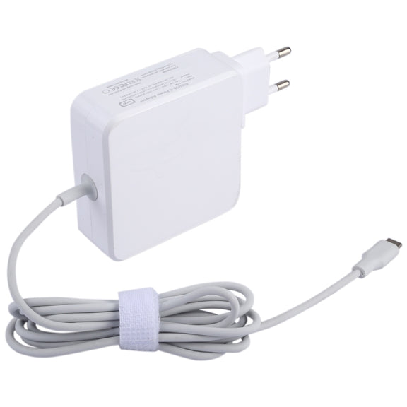 87W USB-C / Type-C Power Adapter Portable Charger with 1.8m Charging Cable, EU Plug(White)