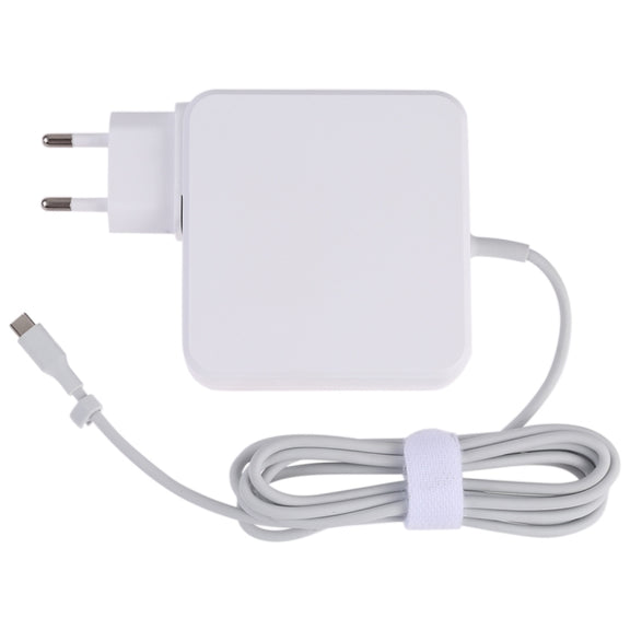 87W USB-C / Type-C Power Adapter Portable Charger with 1.8m Charging Cable, EU Plug(White)