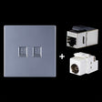 CAT.6 Shielded Pass-through Network Module, Dual Ports Panel + Shielded Pass-through + TV Socket (Grey) - Lan Cable and Tools by PMC TechLife | Online Shopping South Africa | PMC TechLife | Buy Now Pay Later Mobicred