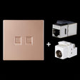 CAT.6 Shielded Pass-through Network Module, Dual Ports Panel + Shielded Pass-through + TV Socket (Gold) - Lan Cable and Tools by PMC TechLife | Online Shopping South Africa | PMC TechLife | Buy Now Pay Later Mobicred