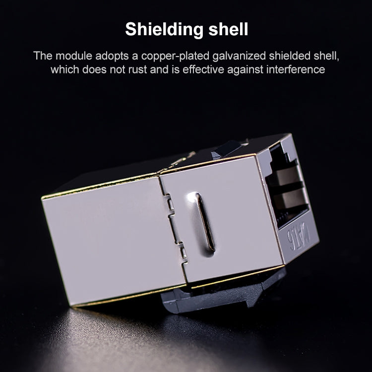 CAT.6 Shielded Pass-through Network Module, Dual Ports Panel + Shielded Pass-through + TV Socket (Grey)