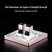 CAT.6 Shielded Pass-through Network Module, Dual Ports Panel + Shielded Pass-through + TV Socket (Grey)