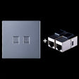 CAT.6 Shielded Pass-through Network Module, Dual Ports Panel + Shielded Pass-through (Grey) - Lan Cable and Tools by PMC TechLife | Online Shopping South Africa | PMC TechLife | Buy Now Pay Later Mobicred